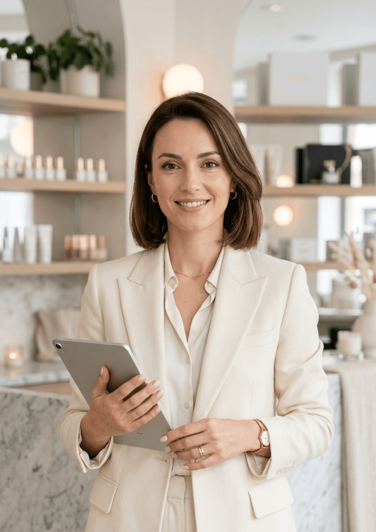Professionnelle de la beauté utilisant Fideneo dans son salon